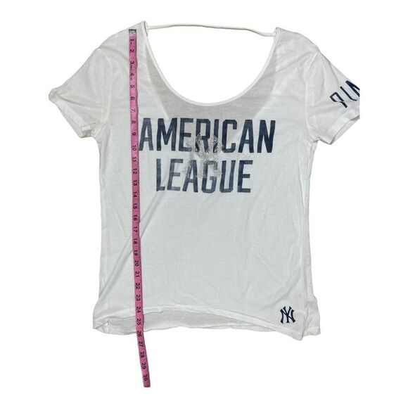 VICTORIAS SECRET Love Pink New York Yankees Low Back Tee Size M American League - Picture 2 of 6